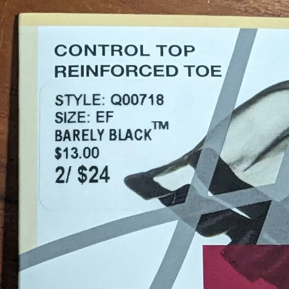 2 NEW HANES SILK REFLECTIONS SILKY SHEER CONTROL TOP BARELY BLACK - SIZE EF